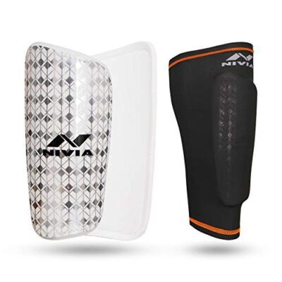 Nivia 418M Lycra-Spandex Shin Guard with Sleeve - Medium (Black)