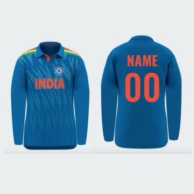 Customised India Flag Blue Full Sleeve Jersey