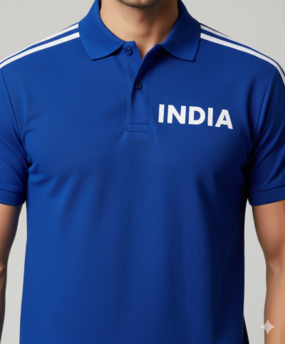 India Blue Cotton Polo Jersey