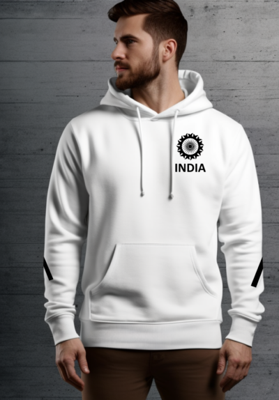 India White Hoodie – Premium Cricket Fan Wear